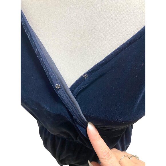 Gap Velvet Jumpsuit Midnight Navy Blue Size M Holiday - Picture 13 of 16